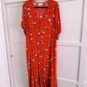 Maeve Red Floral Maxi Dress